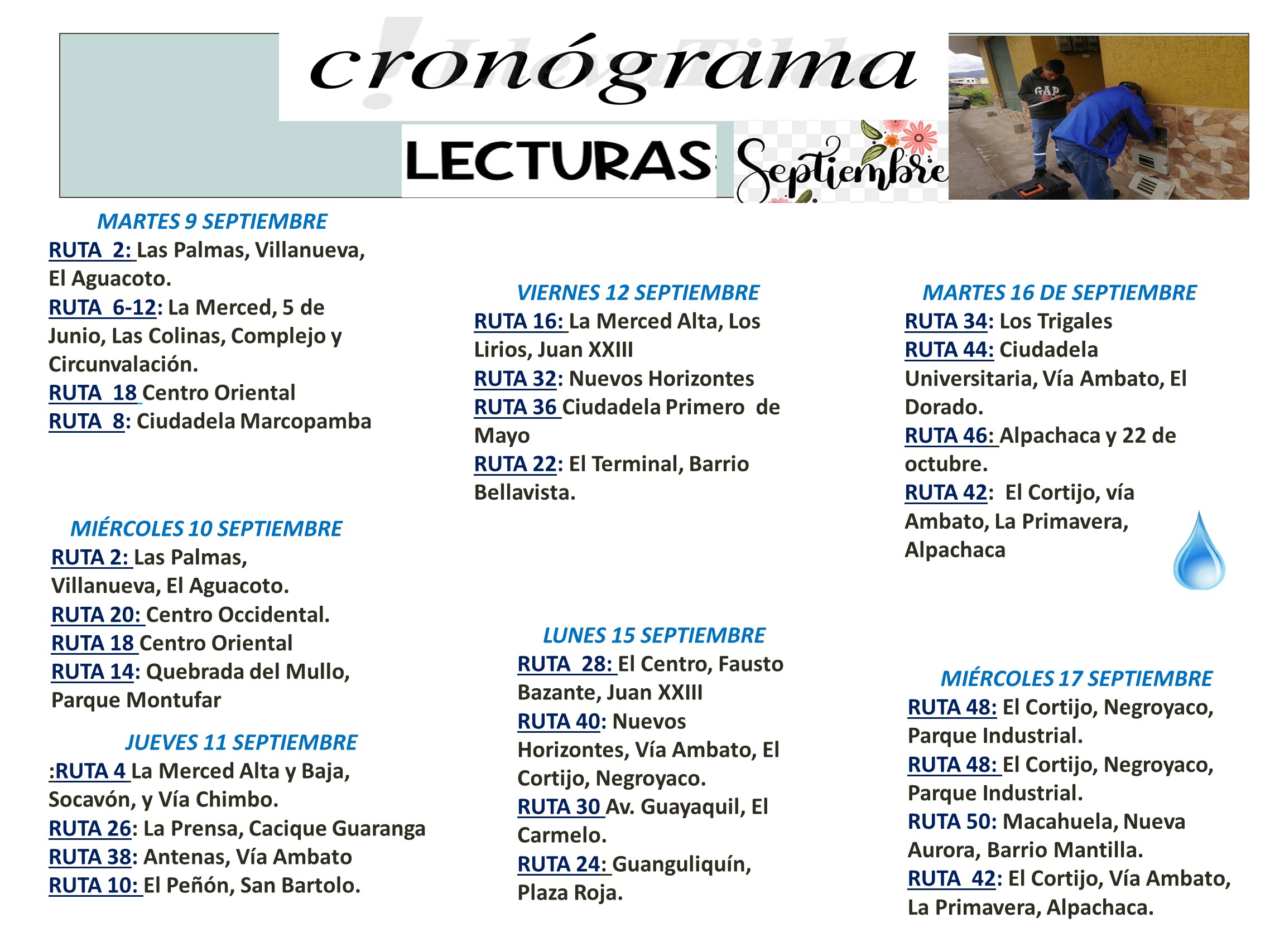 TOMA DE LECTURAS DEL MES DE SEPTIEMBRE 2025.