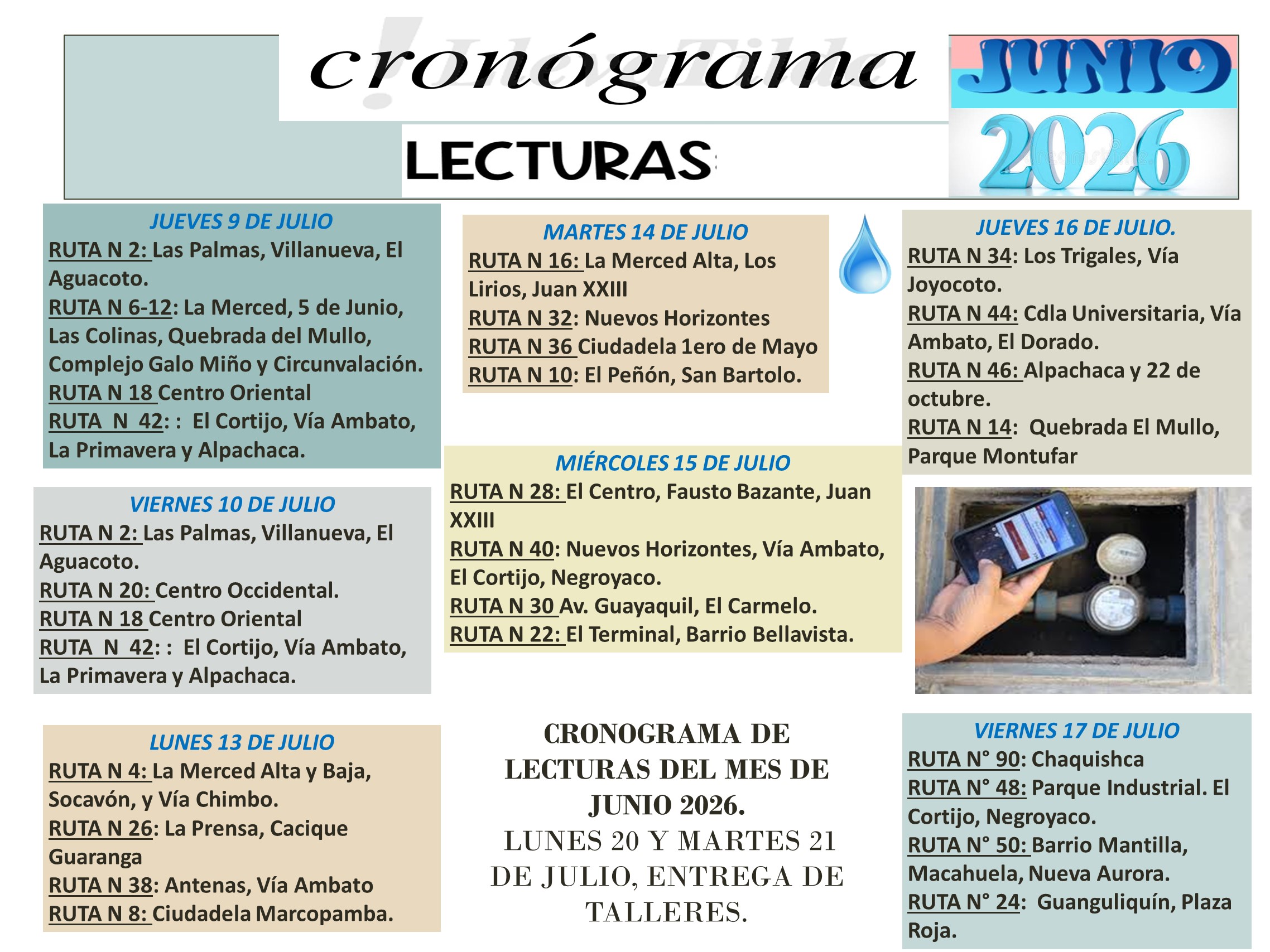 TOMA DE LECTURAS DEL MES DE JUNIO 2026